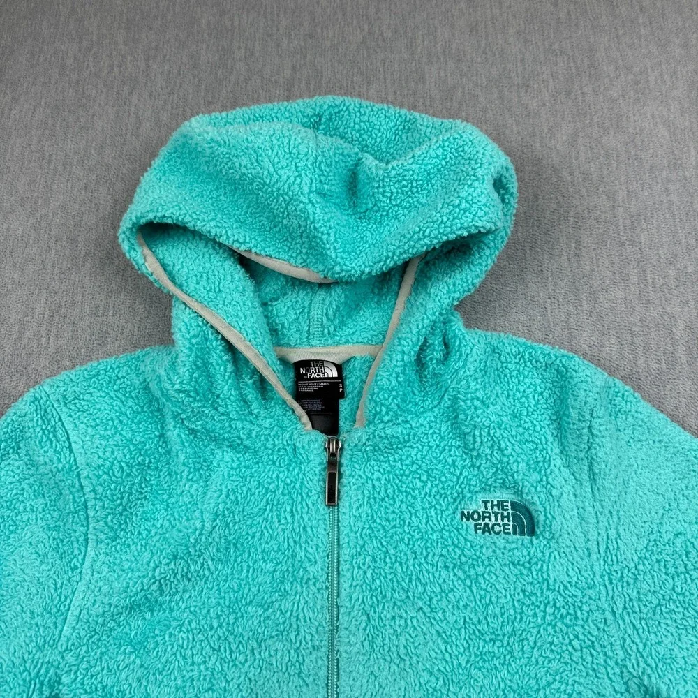 The North Face Jacket Womens Small Blue Small Teddy Fleece Full Zip Hood Pockets